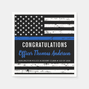 Rustic Thin Blue Line Police Graduation Party Napkins