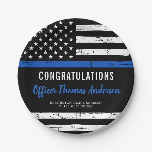 Rustic Thin Blue Line Police Graduation Party  Paper Plates
