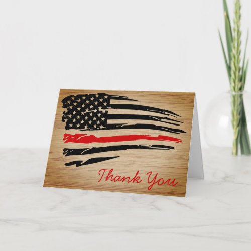 Rustic Thin Red Line Fire Department Firefighter Card