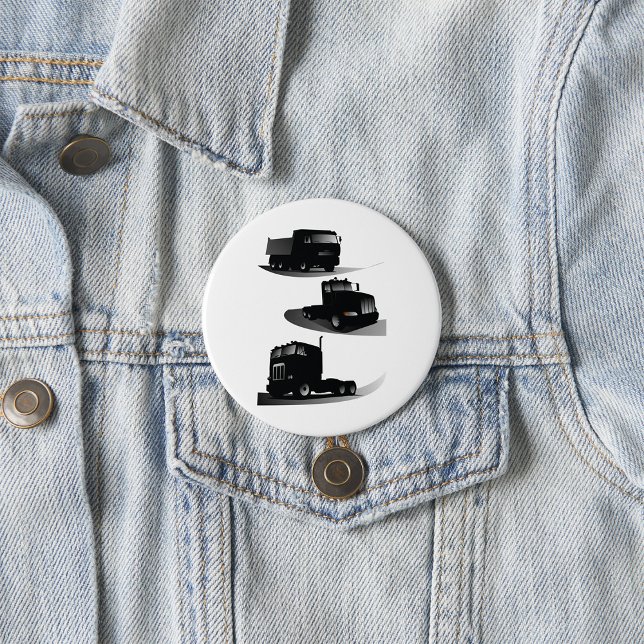Rustic Three Black Trucks Vintage Truck Design  Button (Creator Uploaded)