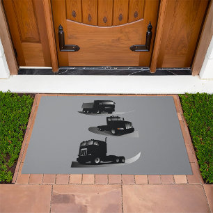 Rustic Three Black Trucks Vintage Truck Design Doormat