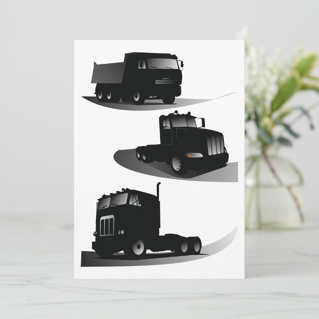 Rustic Three Black Trucks Vintage Truck Design  Invitation (Creator Uploaded)
