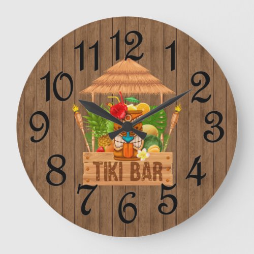 Rustic Tiki Bar  Large Clock