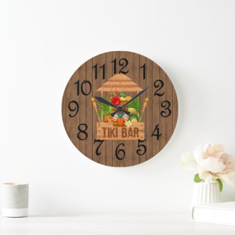 Rustic Tiki Bar Large Clock | Zazzle