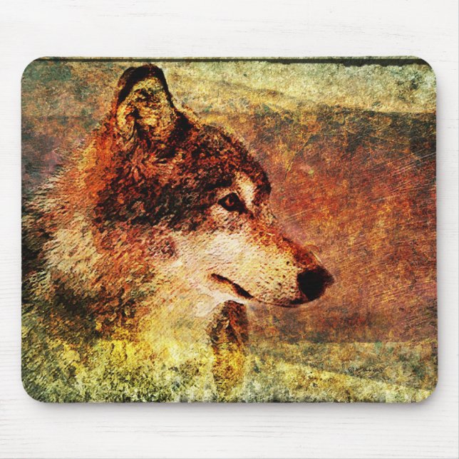 Rustic Timber Wolf Mouse Pad (Front)