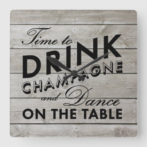 Rustic Time to Drink Champagne Wall Clock