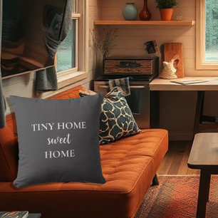 Rustic tiny home sweet home script throw pillow