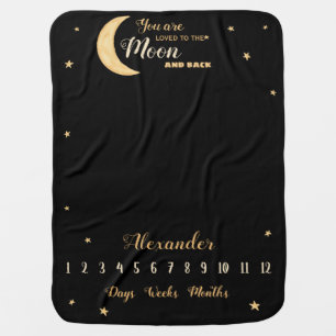Rustic to the moon unisex milestone baby blanket