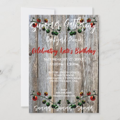 RUSTIC TOMATO VINE PHOTO SUMMER INVITATION 