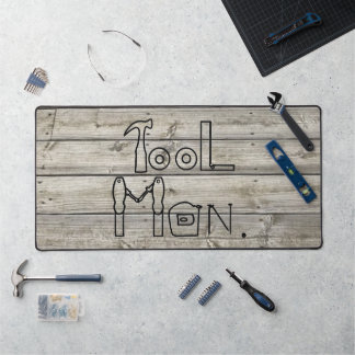 Rustic Tool Man on Wood Grain Design Desk Mats