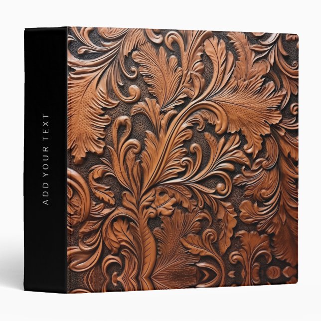 Rustic tooled leather  3 ring binder (Front/Spine)