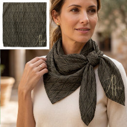 Rustic Tooled Leather Leaf Pattern Custom Monogram Bandana