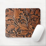 Rustic tooled leather  mouse pad<br><div class="desc">Rustic brown mouse pad with a tooled faux leather background.</div>