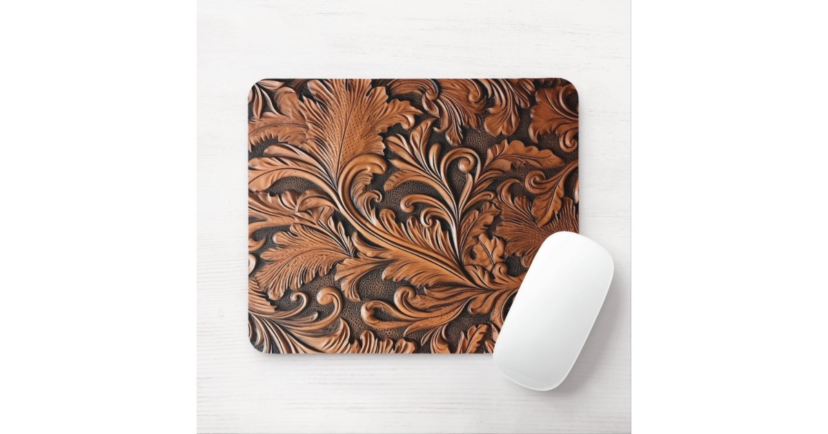 Rustic tooled leather mouse pad | Zazzle
