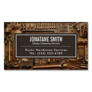 Rustic Tools Carpenter Handyman Woodworker Business Card Magnet