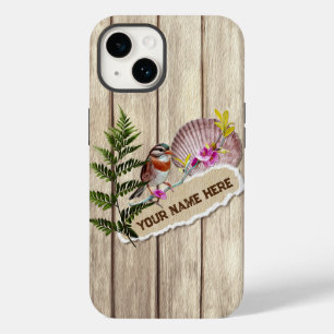 Rustic Torn Paper Wood Oil Paint Personalize Name Case-Mate iPhone 14 Case