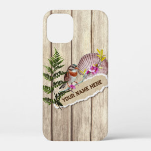Rustic Torn Paper Wood Oil Paint Personalize Name iPhone 12 Mini Case