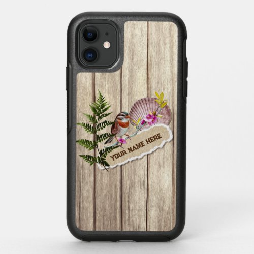 Rustic Torn Paper Wood Oil Paint Personalize Name OtterBox Symmetry iPhone 11 Case