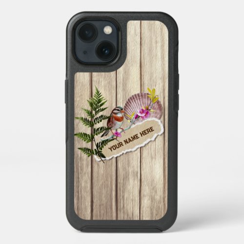 Rustic Torn Paper Wood Oil Paint Personalize Name iPhone 13 Case