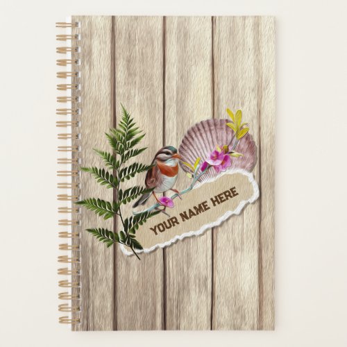 Rustic Torn Paper Wood Oil Paint Personalize Name Planner