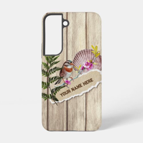 Rustic Torn Paper Wood Oil Paint Personalize Name Samsung Galaxy S22 Case