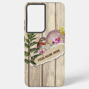 Rustic Torn Paper Wood Oil Paint Personalize Name Samsung Galaxy S21+ Case