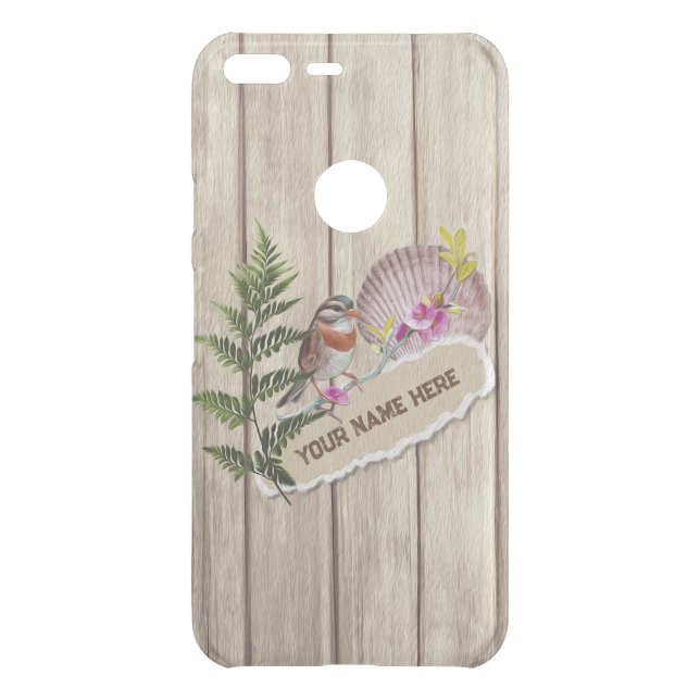  Rustic Torn Paper Wood Oil Paint Personalize Name Uncommon Google Pixel XL Case (Back)