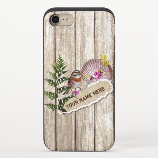 Rustic Torn Paper Wood Oil Paint Personalize Name Uncommon iPhone Case (Back)