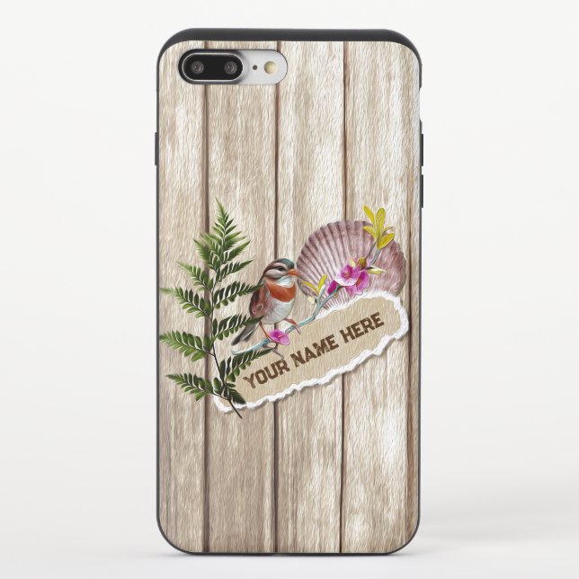 Rustic Torn Paper Wood Oil Paint Personalize Name Uncommon iPhone Case (Back)