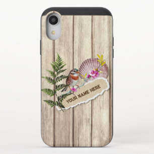 Rustic Torn Paper Wood Oil Paint Personalize Name iPhone XR Slider Case