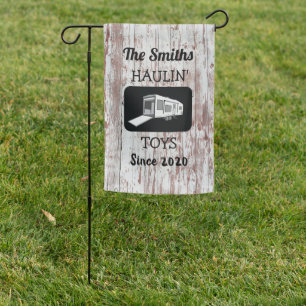 Rustic Toy Hauler Campground Flag w/Toyhauler