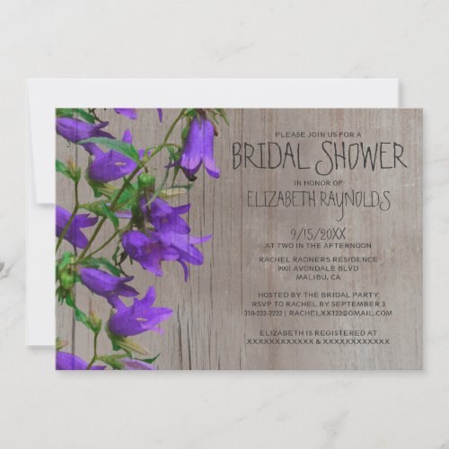 Rustic Trachelium Bridal Shower Invitations