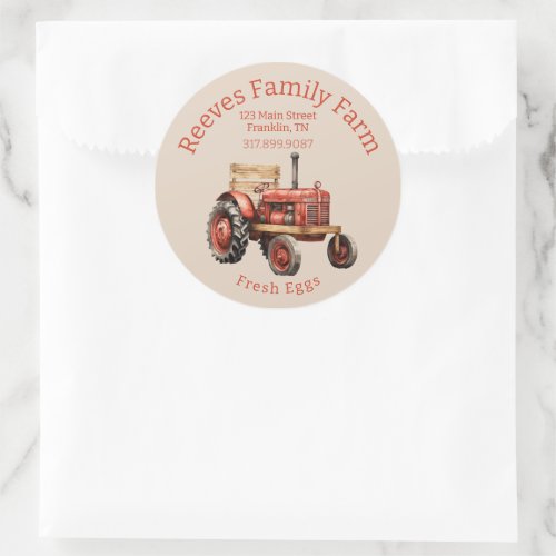 Rustic Tractor Homestead Egg Label Sticker