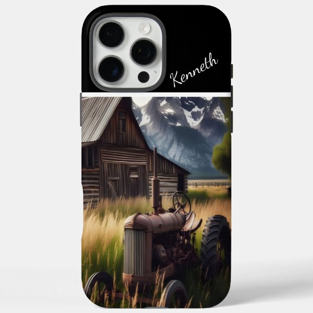 Rustic Tractor Under Mountain Peaks Case-Mate iPhone Case (Back)