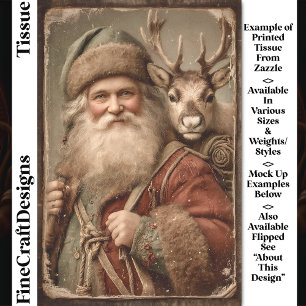 Rustic Traditional Santa, Reindeer DT9L Decoupage Tissue Paper