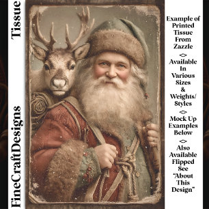 Rustic Traditional Santa, Reindeer DT9R Decoupage Tissue Paper