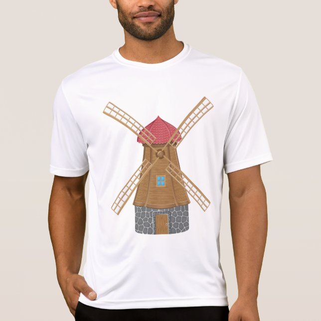 Rustic Traditional Wooden Windmill T-Shirt (Front)