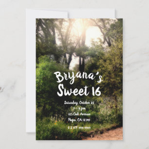 Rustic Trail Floral Enchanted Forest Sweet 16 Invitation