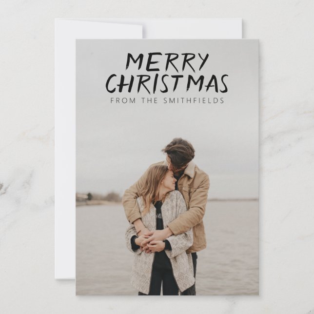 Rustic Travel  Lake Christmas Holiday Card (Front)