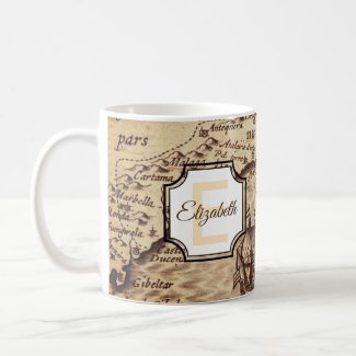 Rustic Travel Map | Initial Monogram and Name