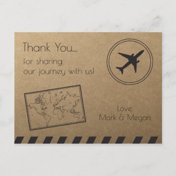 Rustic  Travel Wedding Thank You Postcard by AestheticJourneys at Zazzle