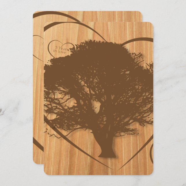 Rustic Tree 5th Wedding Anniversary Invitation (Front/Back)