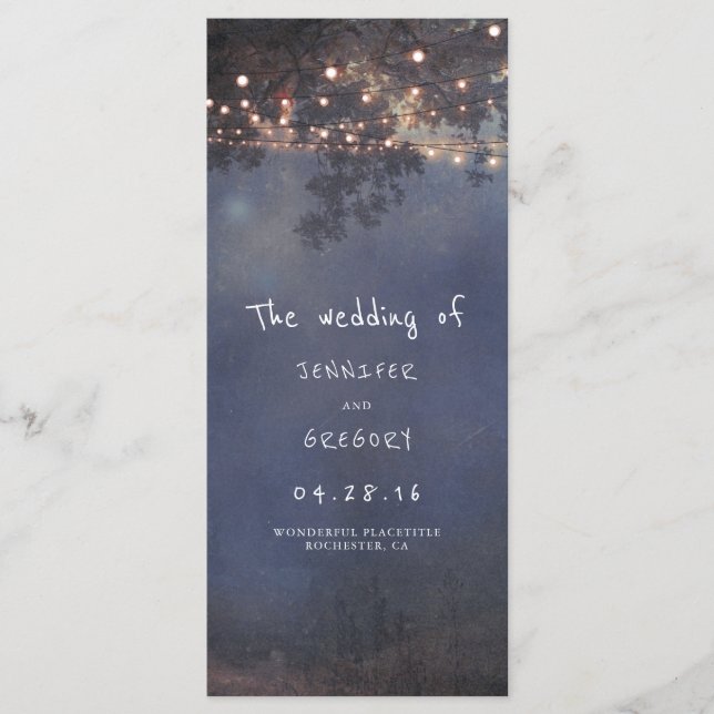 Rustic Tree and String Lights Wedding Programs (Front)