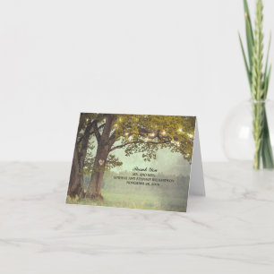 Rustic Tree and String Lights Wedding Thank You Card