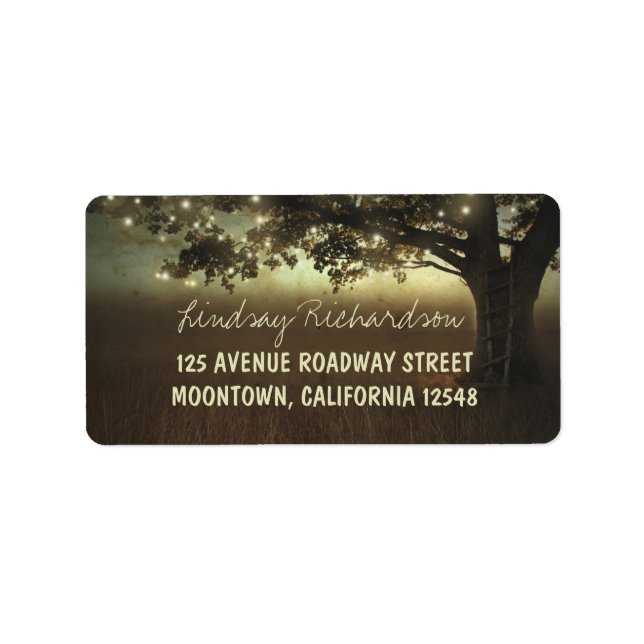 rustic tree and twinkle lights address labels (Front)