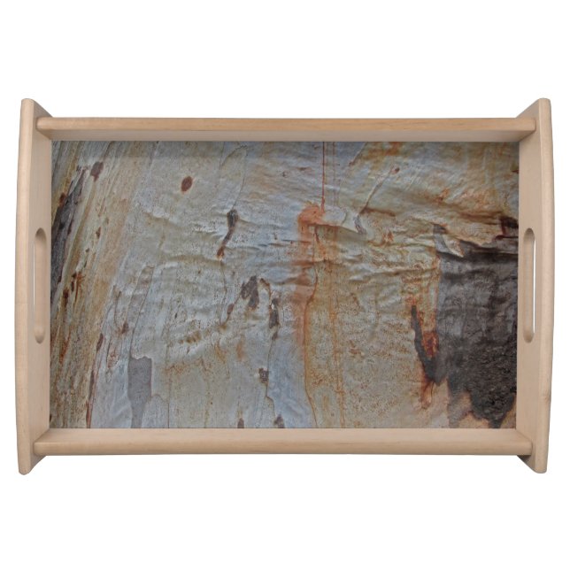 Rustic Tree Bark Brown Gray Nature Photograph Serving Tray (Front)