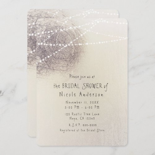 Rustic Tree Bark Country Minimal Bridal Shower Invitation