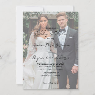 Rustic Tree Bark Heart Gradient Photo Wedding Invitation