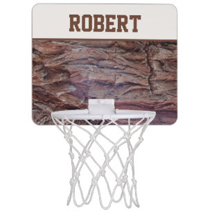Rustic Tree Bark Photo Brown Abstract Nature Mini Basketball Hoop