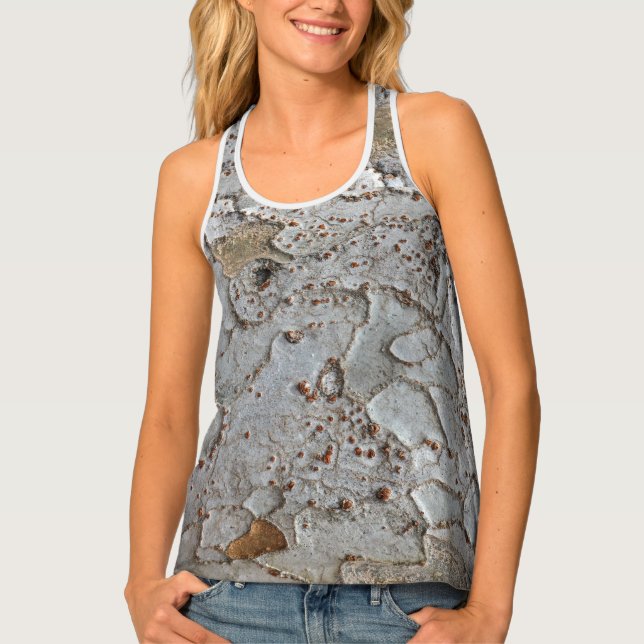 Rustic Tree Bark Photo Earth Tone Pattern Nature Tank Top (Front)